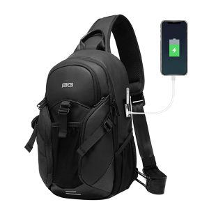 کوله کراس بادی تک بند ضد آب یو اس بی دار بنج Bange BG-77120 Men Waterproof Crossbody Chest Bag with USB