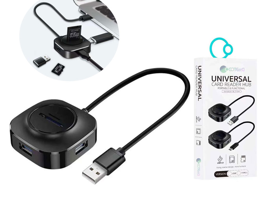 هاب یو اس بی پنج پورت کوتتسی Coteetci SD+TF USB2.0*3 HUB 83009