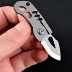 چاقو آنباکسینگ تیتانیومی تاشوی قابل آویز از دسته کلید Portable sharp mini folding knife