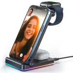 استد و شارژر وایرلس سه کاره جویروم Joyroom Triple wireless fast charger suitable iPhones  JR-WQN01