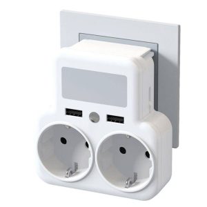 چندراهی برق 2 سوکت و 2 پورت یواس بی ایکس او XO WL09 EU Smart Wall Plug Adapter