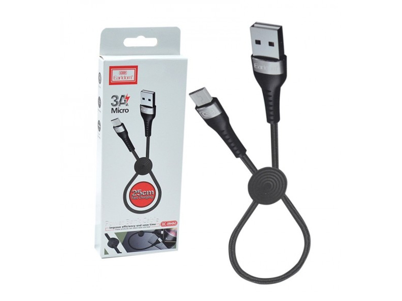 کابل شارژ یو اس بی به میکرو یو اس بی پاوربانکی 25 سانتی متری ارلدام Earldom EC-094M USB Data Cable 25cm