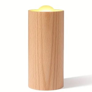 چراغ خواب شارژی طرح شمع چوبی Wood LED Candlelight Simulation Wax Candle Night Light