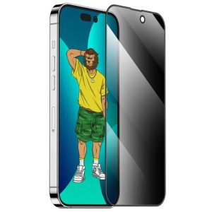 گلس حریم شخصی آیفون 14 گرین Green iPhone 14 3D Silicone+ Privacy Glass