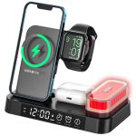 شارژر بی سیم، هولدر موبایل، چراغ خواب و ساعت زنگ‌دار توآکلو Tuocalo 4 in 1 Wireless Charging Station A37