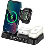 شارژر بی سیم، هولدر موبایل، چراغ خواب و ساعت زنگ‌دار توآکلو Tuocalo 4 in 1 Wireless Charging Station A37