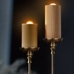 چراغ خواب شارژی طرح شمع چوبی Wood LED Candlelight Simulation Wax Candle Night Light