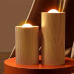 چراغ خواب شارژی طرح شمع چوبی Wood LED Candlelight Simulation Wax Candle Night Light