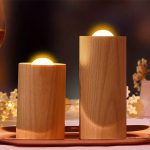 چراغ خواب شارژی طرح شمع چوبی Wood LED Candlelight Simulation Wax Candle Night Light