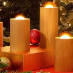 چراغ خواب شارژی طرح شمع چوبی Wood LED Candlelight Simulation Wax Candle Night Light