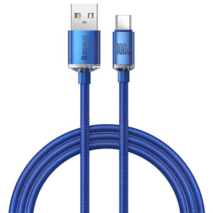 کابل سوپر فست شارژ یو اس بی به تایپ سی 100 وات 1.2 متری بیسوس Baseus Crystal Shine USB to USB-C Cable CAJY000401