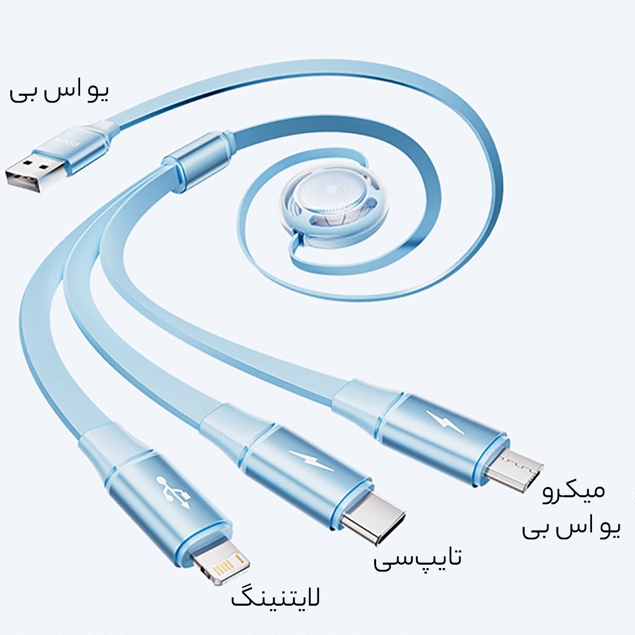 کابل چند کاره یو اس بی به تایپ سی، لایتنینگ و میکرو یو اس بی 3.5 آمپر راک RCB0864